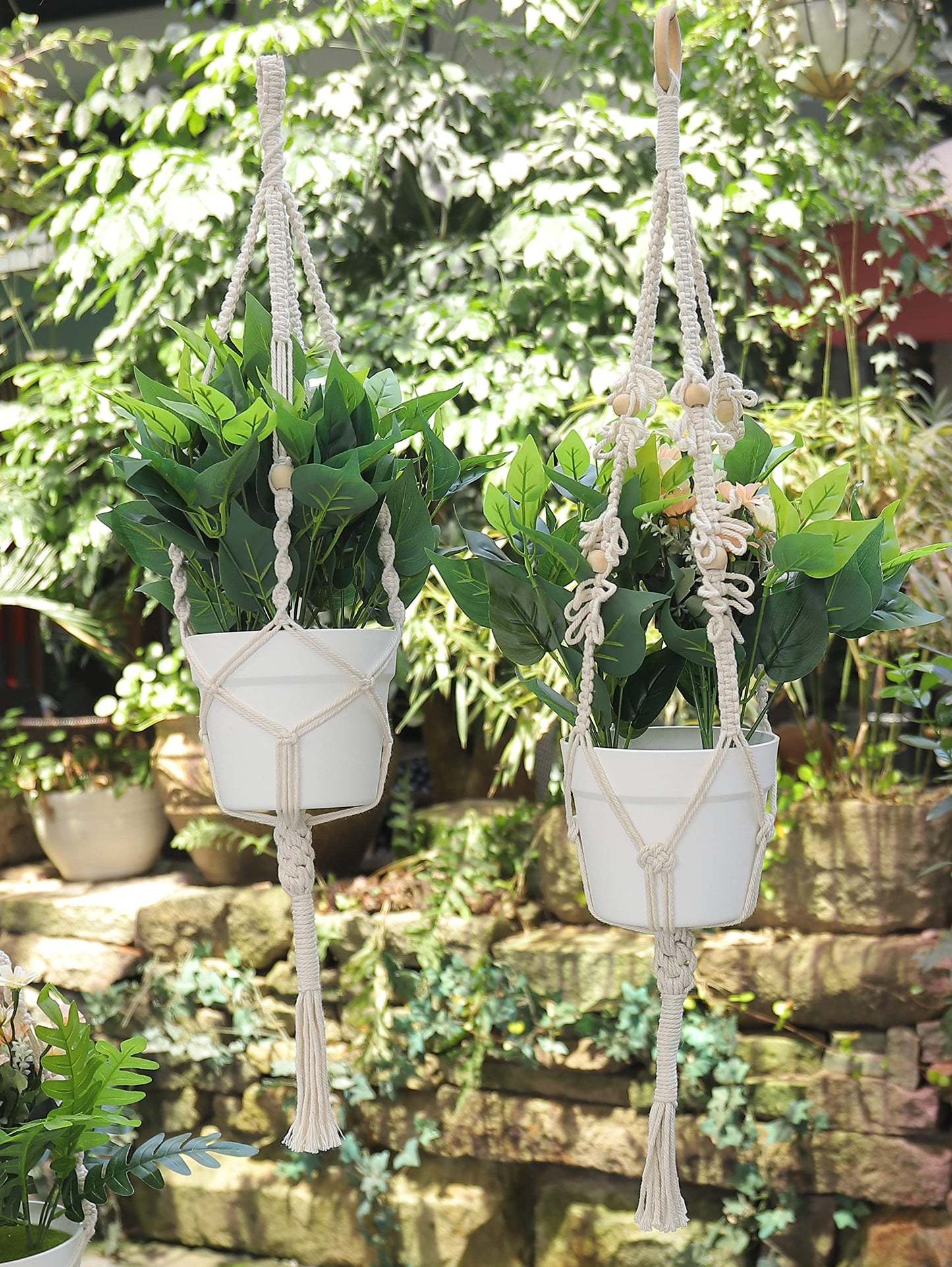 MAOQIAN 3 in 1 Macrame Kit for Beginners, 3mm x 220yards Cotton Macrame Cord, 3 DIY Macrame Plant Hanger Kits for Adults with Instructions Macrame Supplies Best for Macrame Plant Hanger Kit