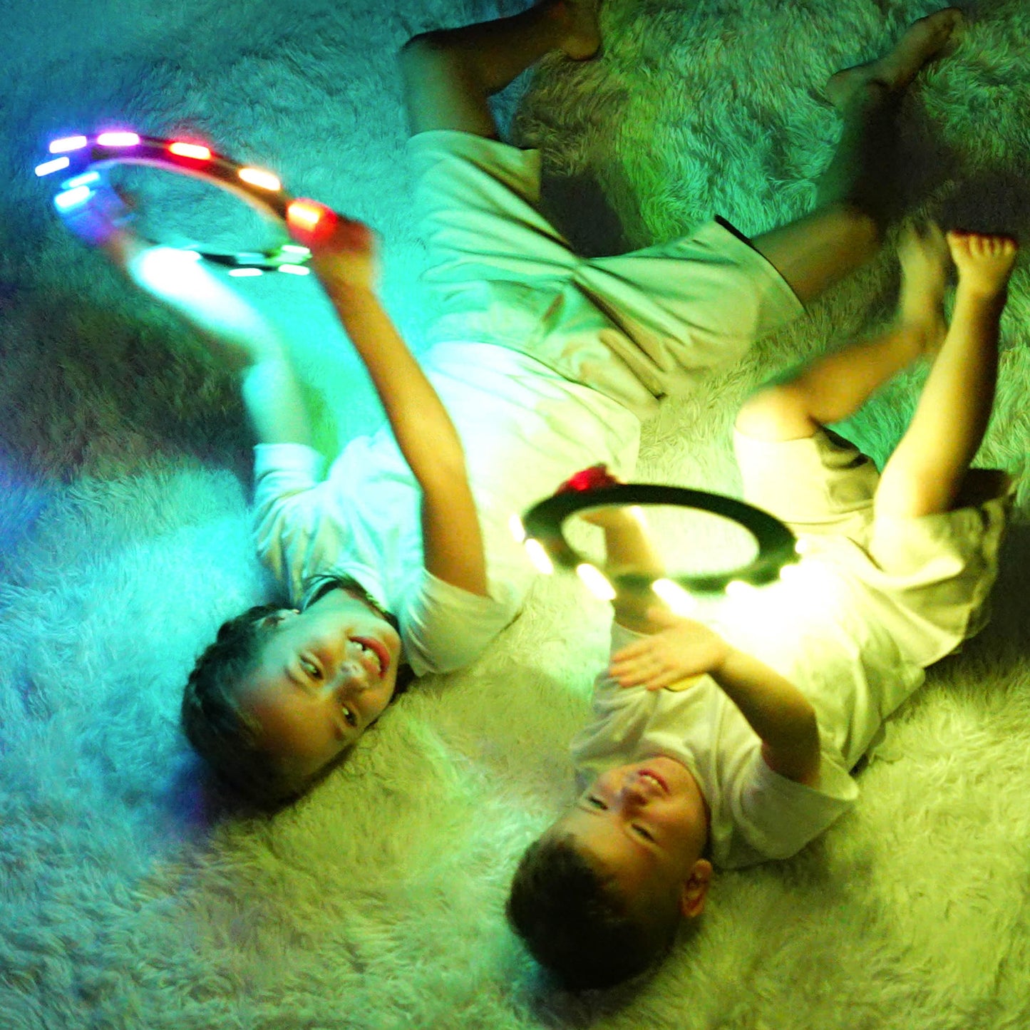 TOSY Bundle of 2 - Blue + Green - Flying Ring 12 LEDs Super Bright