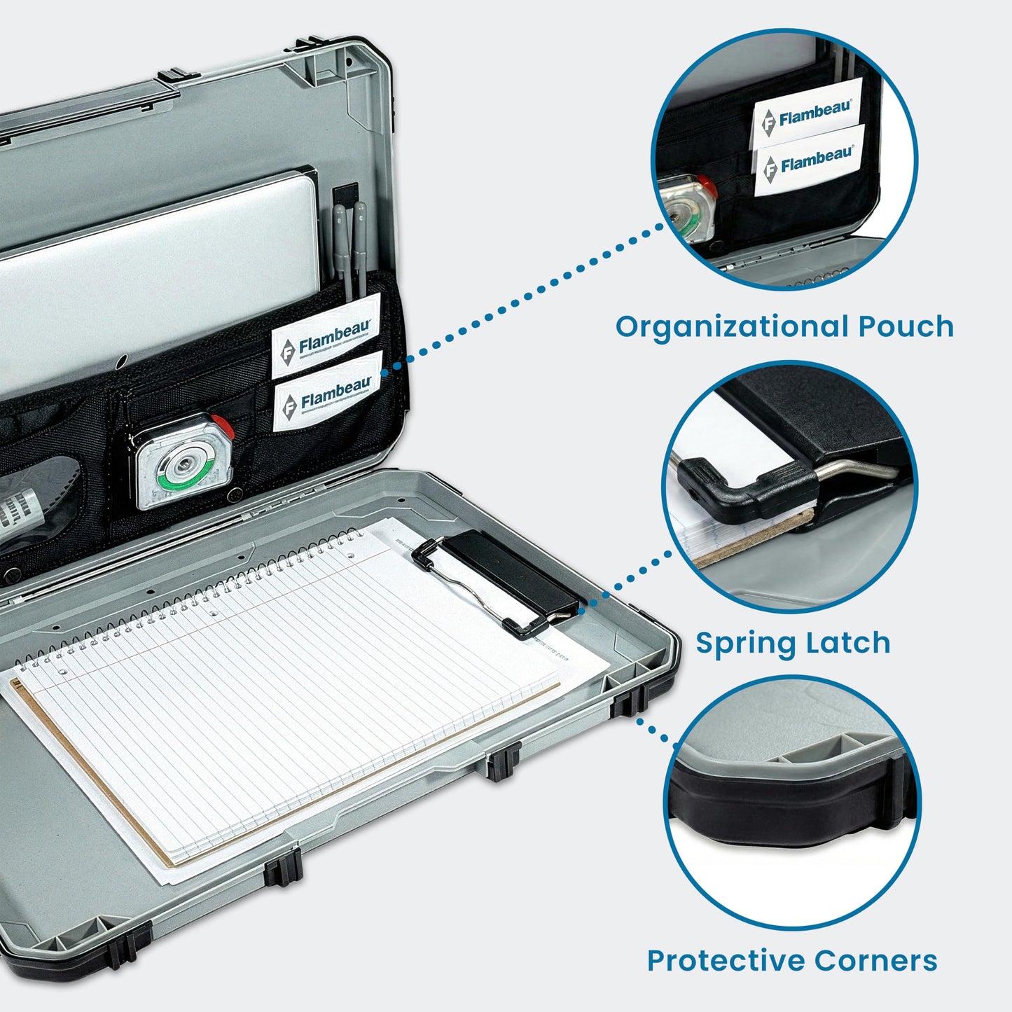Flambeau Heavy-Duty Contractor Clipboard Document Holder, Portable Storage Organizer for Papers, Receipts & Forms | Office, School & Jobsite Use, Grey