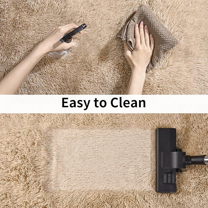 Soft Runner Rugs for Bedroom Hallways, 2x5 Beige Fluffy Shag Throw Area Rug Non Slip for Bedside Dorm, Long Shaggy Furry Carpet for Nursery Living Room