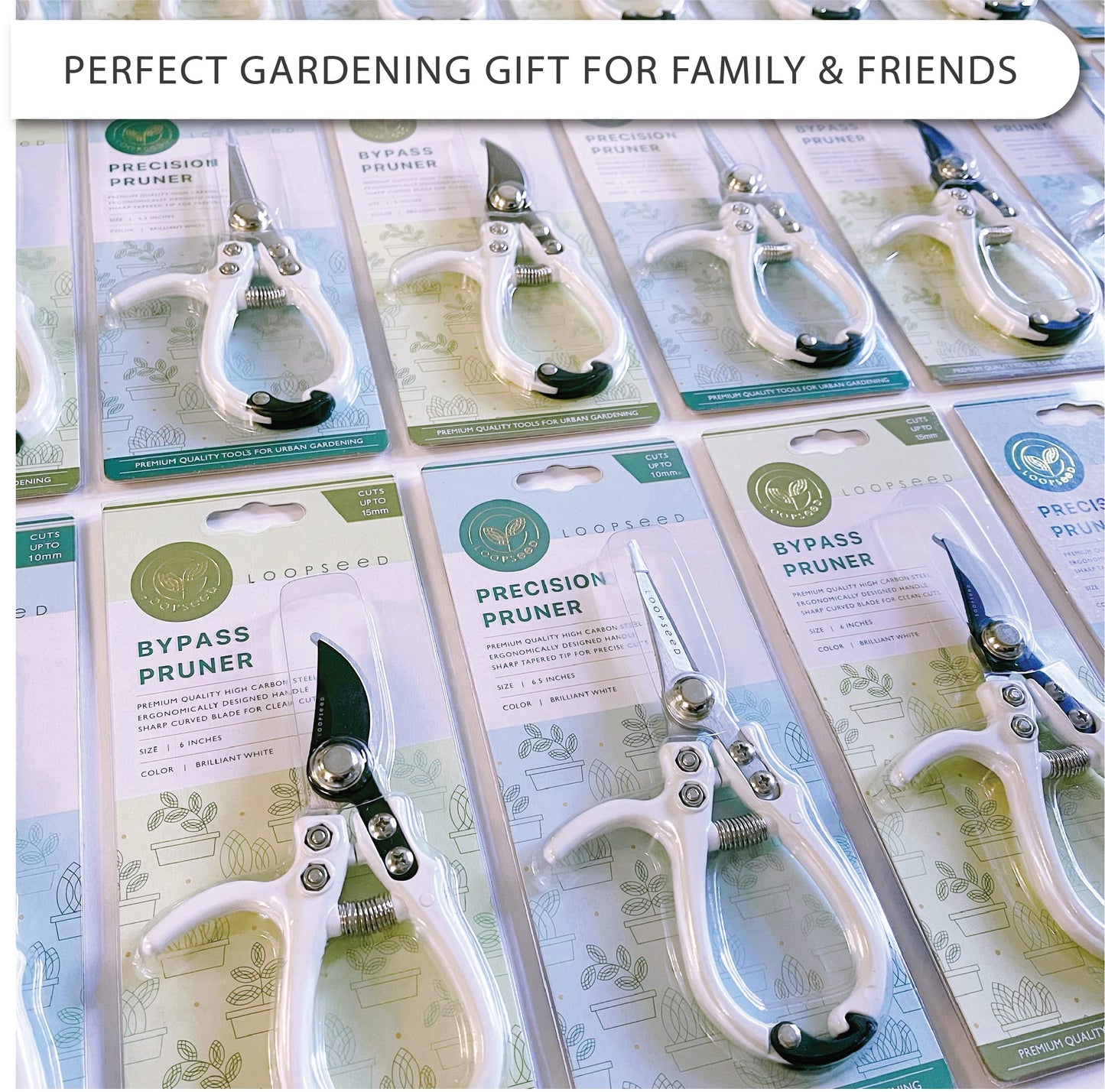 LOOPSEED Plant Pruning Shears with Vegan Leather Sheath Garden Trimming Scissors with Belt Holster Bonsai Trimmers Herb Snips Flower Clippers Garden Tools 2 Piece Bundle (White & Black)