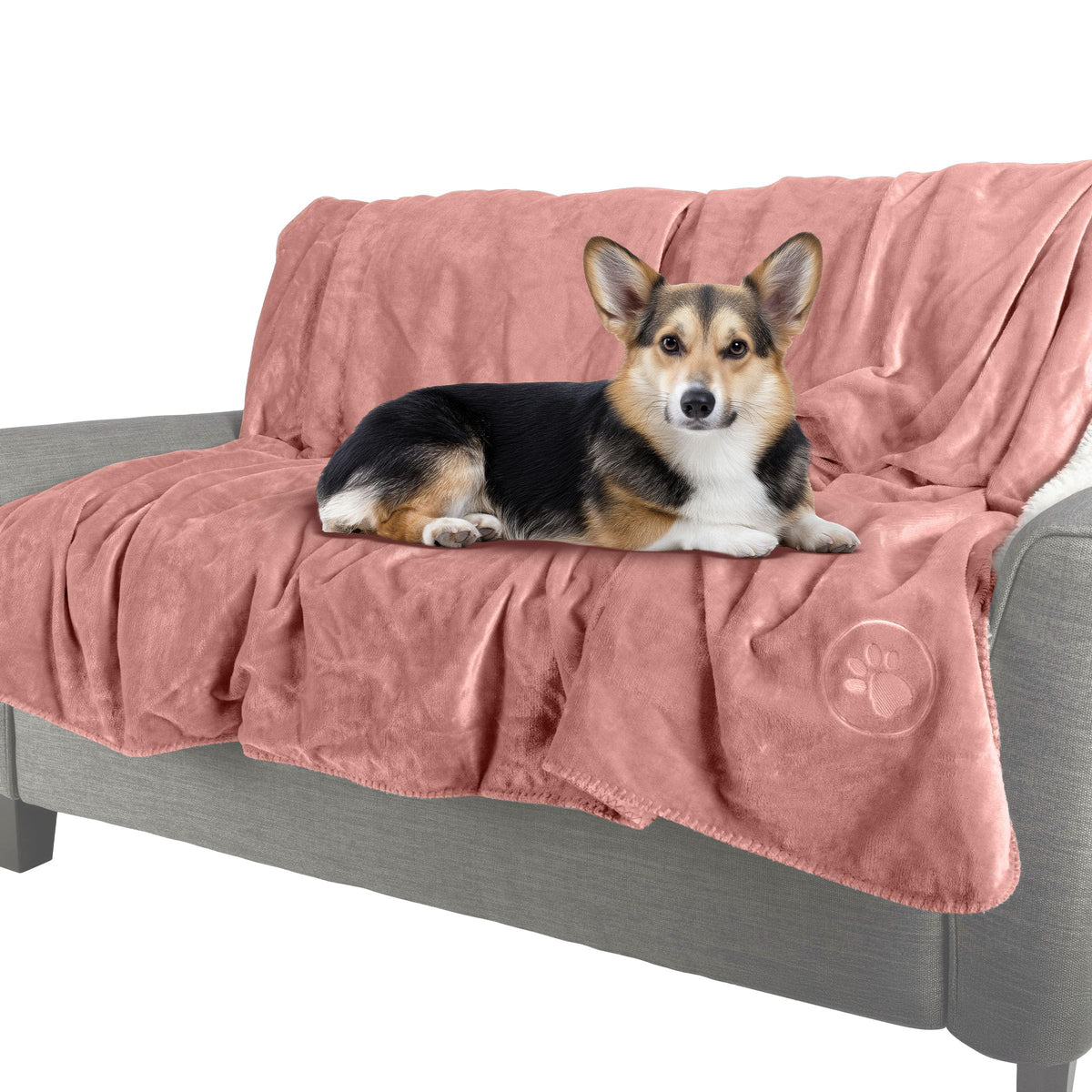 Waterproof Pet Blanket - 50x60-Inch Reversible Sherpa Fleece Throw Protects Couches, Cars, and Beds from Spills, Stains, and Fur by PETMAKER (Pink)