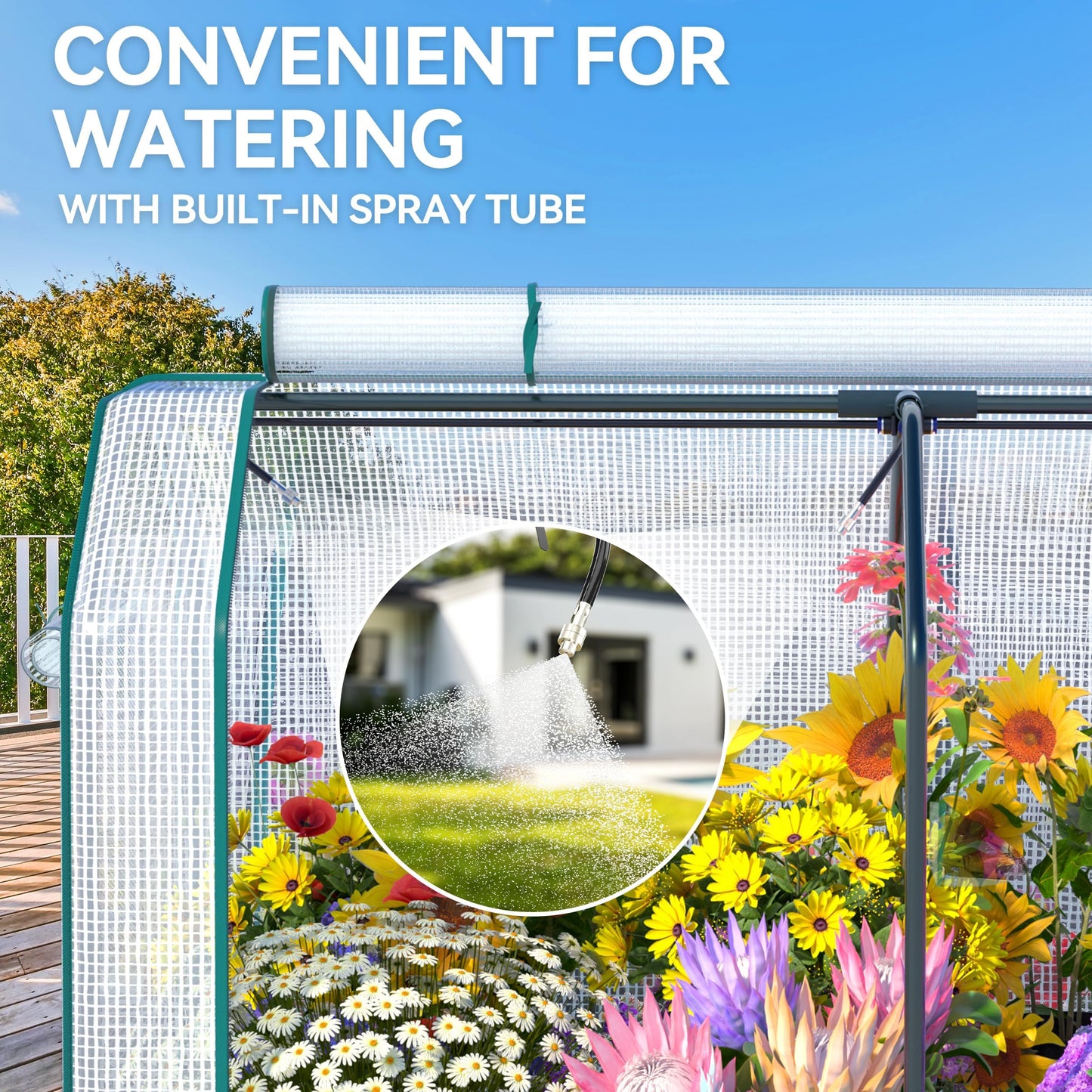 Lineware Galvanized Raised Garden Bed with Self-Watering System, Elevated Planter Boxes Outdoor with Legs and PE Cover for Vegetables and Flowers, Backyard, Patio, Balcony, 48x24x56 in