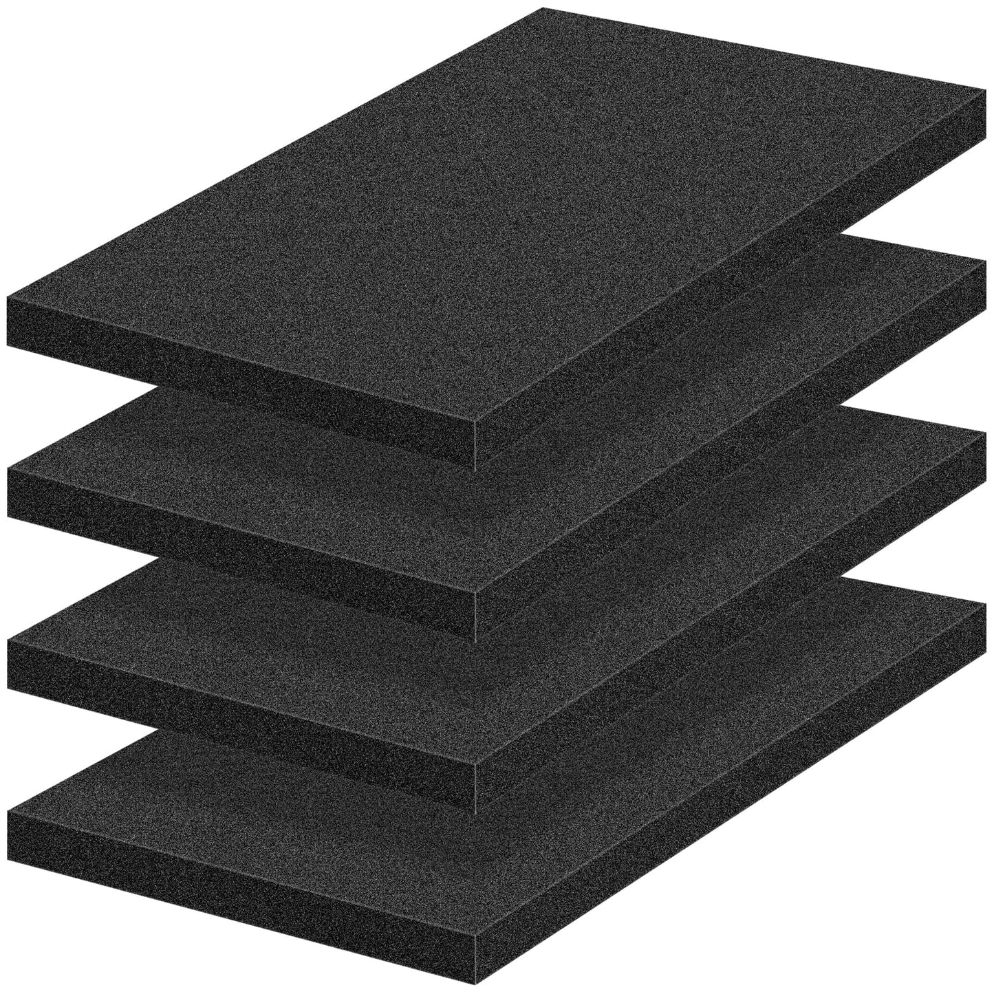 4 PCS Polyurethane Foam Sheets 16" L x 12" W x 1" T Packing Foam Inserts Cuttable Craft Foams Cushion Foams High Density Foam Pads for Case, Tool Box, Game Box, Camera, Jewelry, DIY Craft, Black