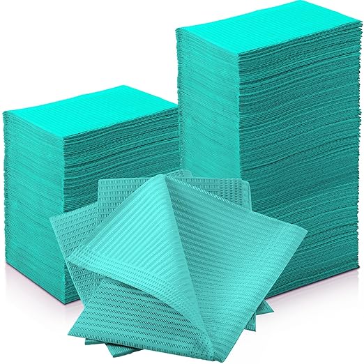 Newwiee 750 Pcs Disposable Dental Bibs Bulk Waterproof Tattoo Sheet Patients for Lash Nail Art Tray Cover 13" x 18"(Green)