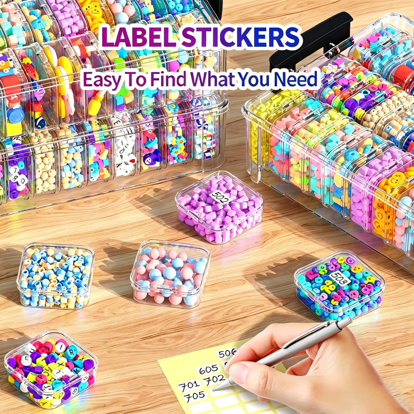 VANSUNS Bead Organizer Box 90 Pcs, 3-Tier Large Capacity Stackable Bead Storage Containers, Portable Plastic Craft Organizers for Jewelry Making, Bracelets, DIY, Nail Art Charms