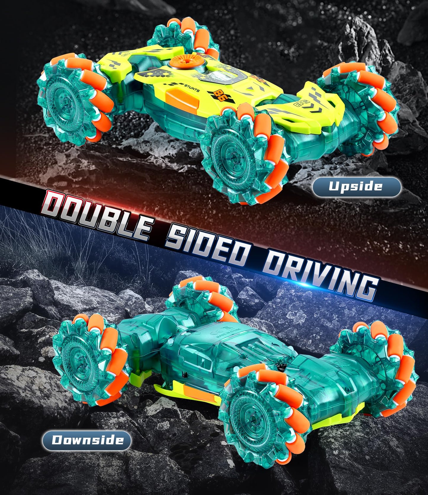A ALPHA Gesture Remote Control Car, RC Stunt Car with 360° Flips 2.4GHz 4WD Remote Control Toy with Lights Music Birthday Xmas Gift for Boys 5 6 7 8-12 Year Old