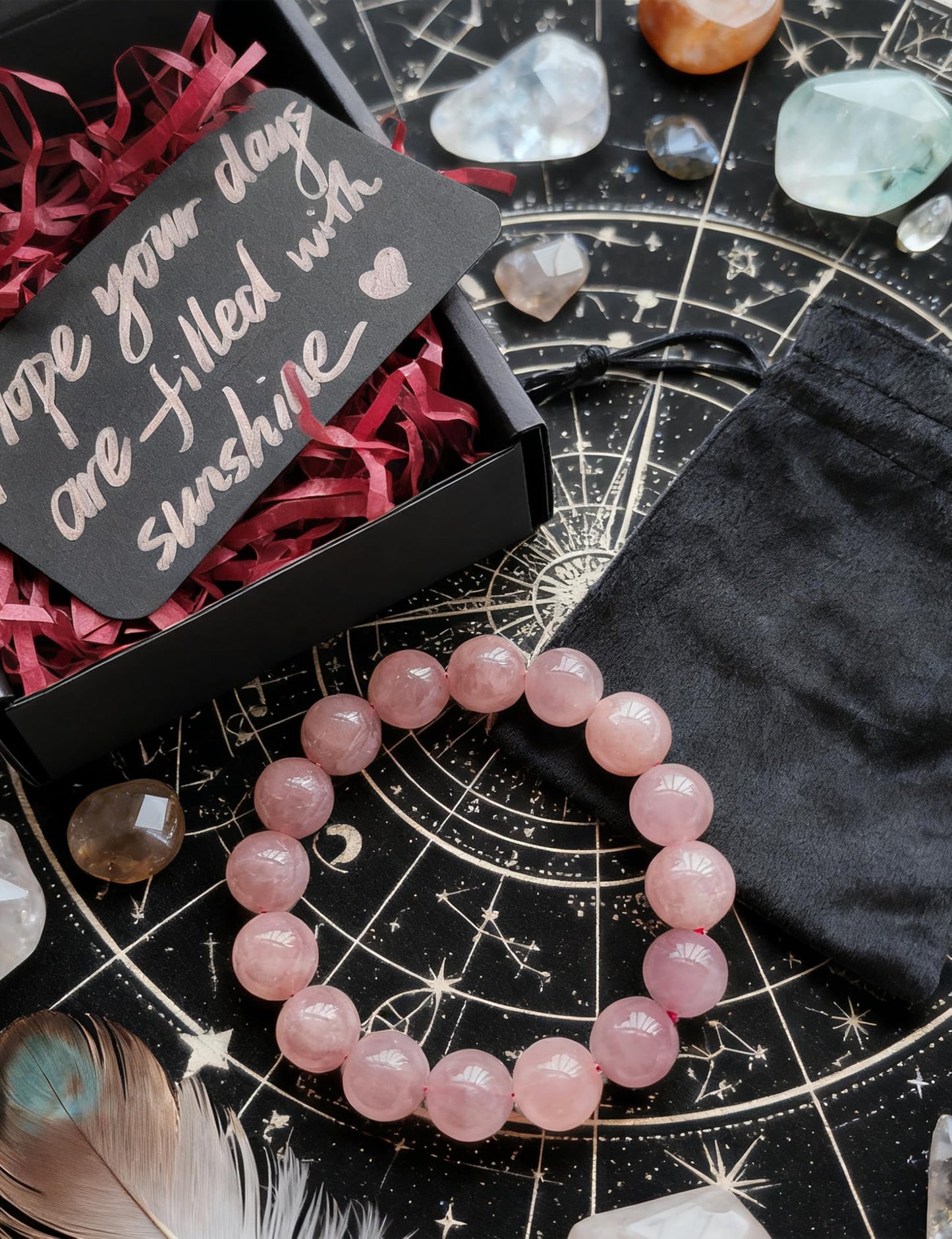 Silan's Lavender Pink Crystal Bracelet for Women, Natural Gemstone Stretch Elastic Adjustable Bracelet with Lucky Card, Gift for Her (7-8mm)