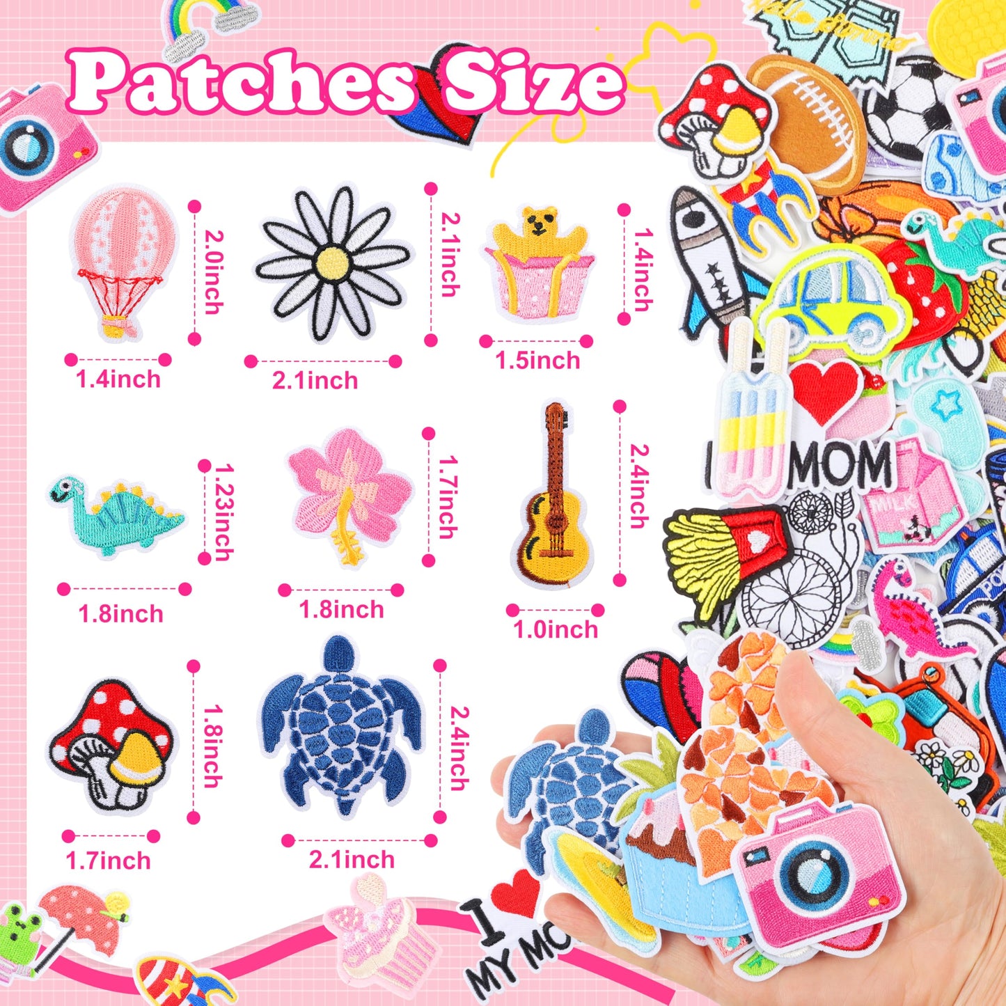 NICEVINYL Embroidered Iron on Patches for Clothing: 80PCS Random Patch Appliques for Clothes Jeans Jackets Bags Hats Fabric Repair - Assorted Funny Style Sew on Patches for DIY Accessories