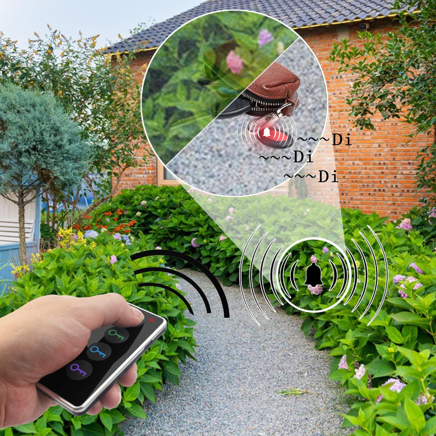 Key Finder Locator, 80dB Wireless Remote Item Tracker, RF Finder for Key, Pet, Luggage, Wallet, Phone, 131ft / 40M Working Range, 1 RF Transmitter & 4 Receivers & Flashlight