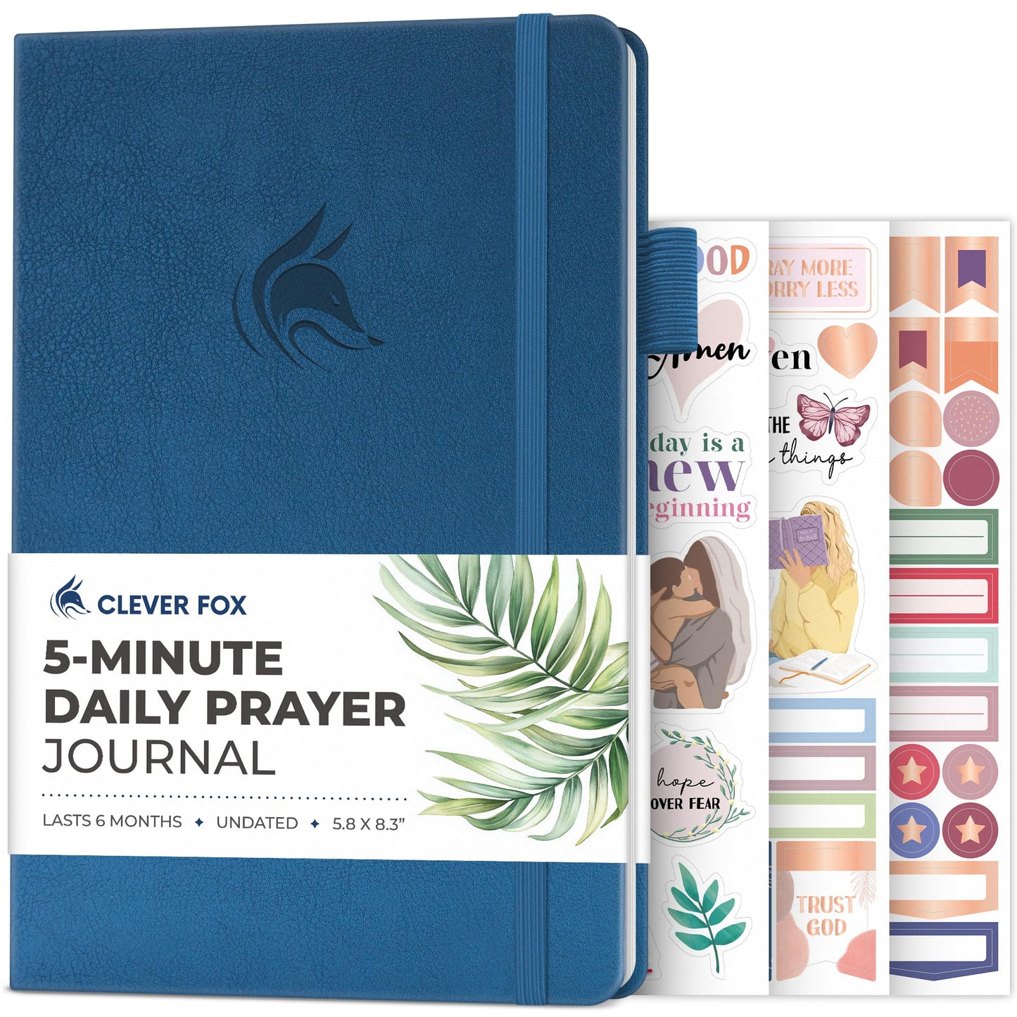 Clever Fox 5-Minute Daily Prayer Journal – Bible Study Journal for Women to Write In – Faith Based Gifts & Religious Accessories – Biblical Scripture Notes & Devotional Church Notebook (Mystic Blue)