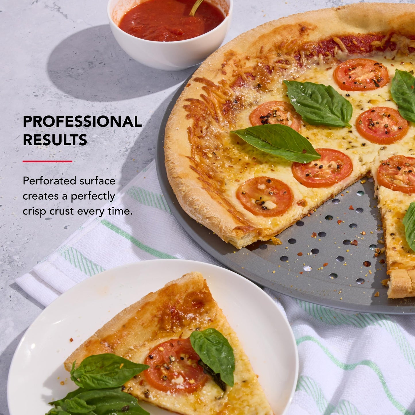 KitchenAid Nonstick Swiss Engineered Aluminized Steel Pizza Crisper, Dishwasher Safe, Contour Silver, 15.5 Inch