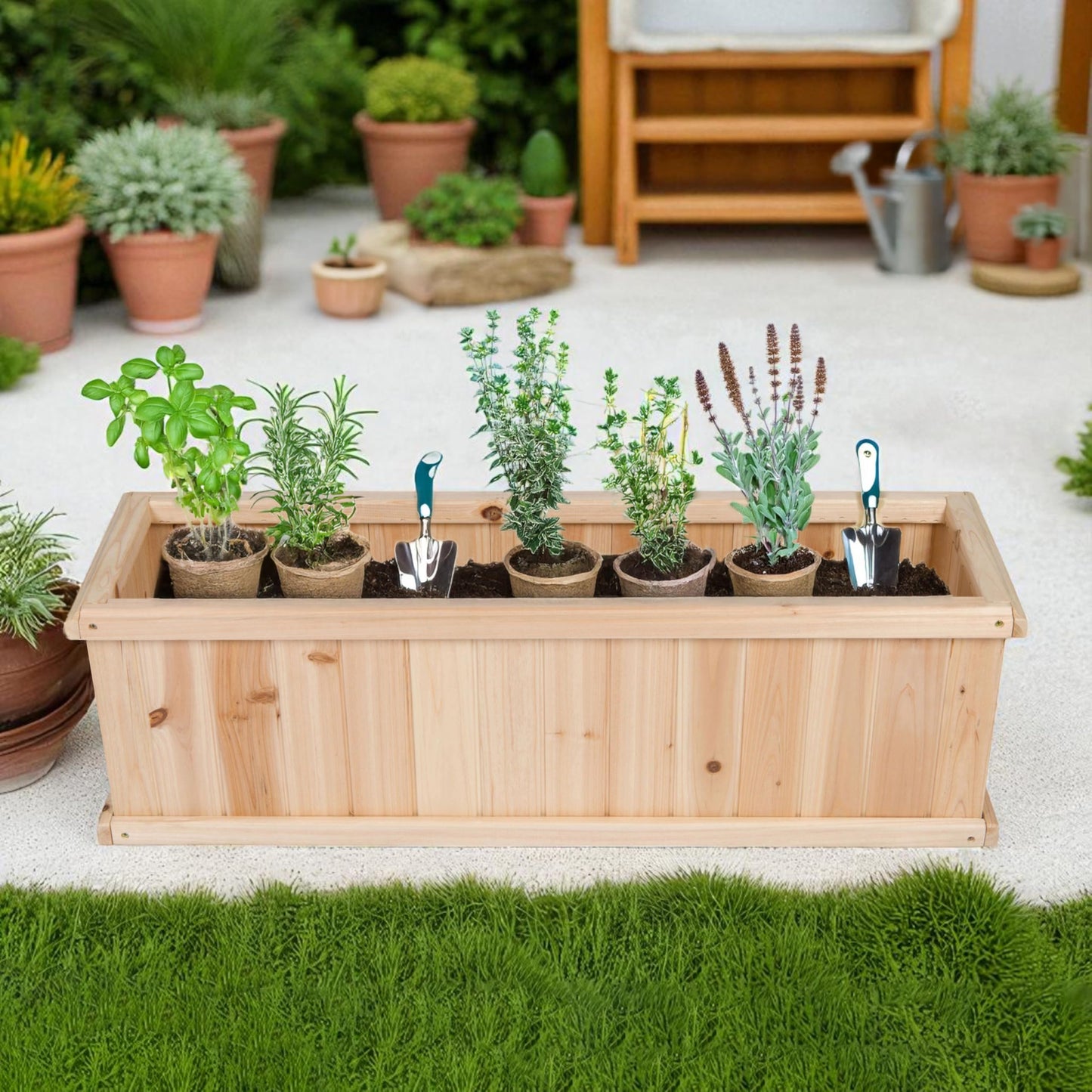 Shine Company Premium Cedar Raised Garden Bed, Planter Box for Vegetables, Flowers, or Herbs 40" L x 12" D x 12" H