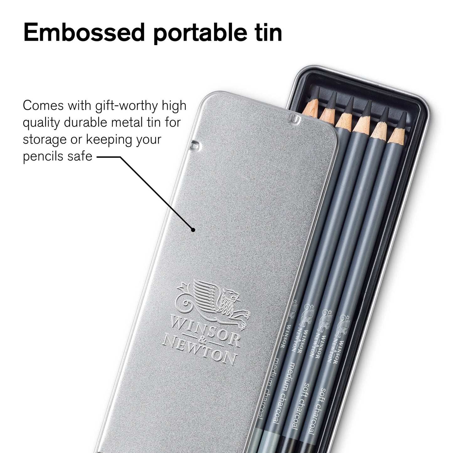 Winsor & Newton Studio Collection, 6 Count, Charcoal Pencils