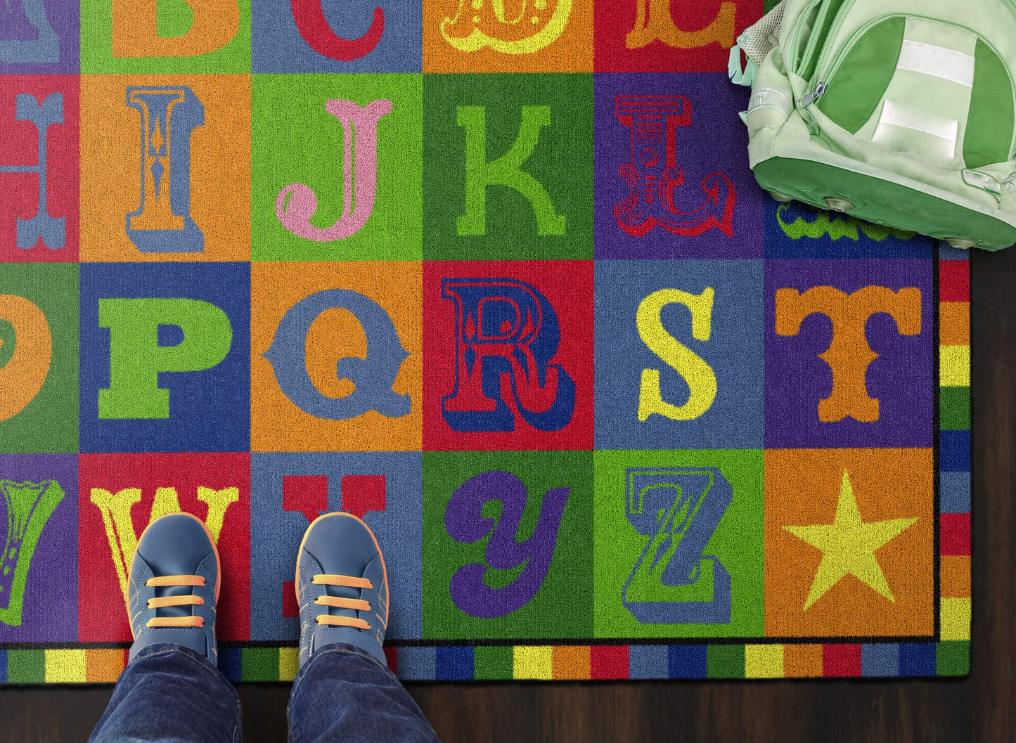 Flagship Carpets Early Blocks Colorful ABC Alphabet Children's Rug for Classroom or at Home Educational Learning Area, Playroom, Kid's Bedroom Mat, 3' x 5', Multi-Color