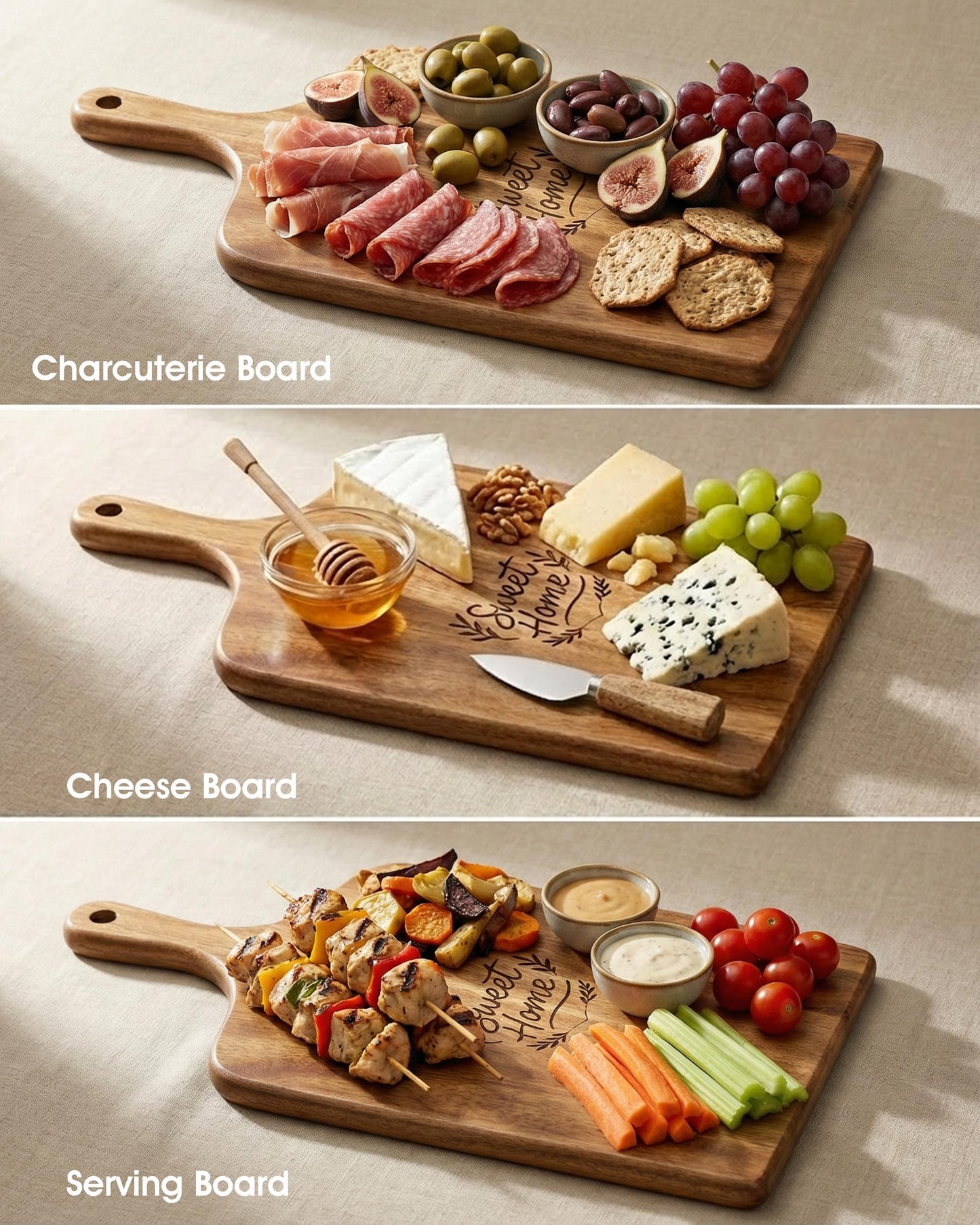 GleeNflux Charcuterie Board Gift Set, 9-Piece Acacia Wood Cheese Board with Knife Set, Elegant Serving Tray with Accessories, Gift Ready for Couples, Housewarming & Wedding