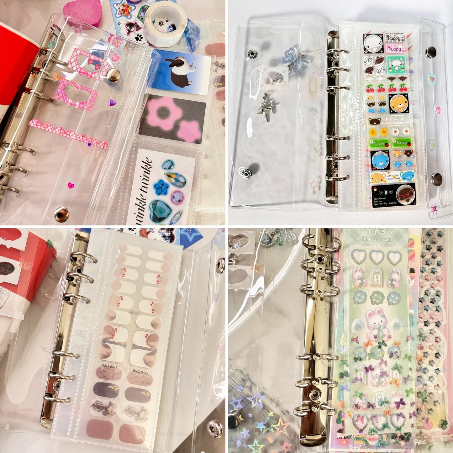 Alpengulen A6 Sticker Organizer Binder Notebook Binder for Planner Journal Scrapbook Sticker Collecting Book Double-Sided 20 Pages Planner Scrapbook (Clear, 7.7 in)