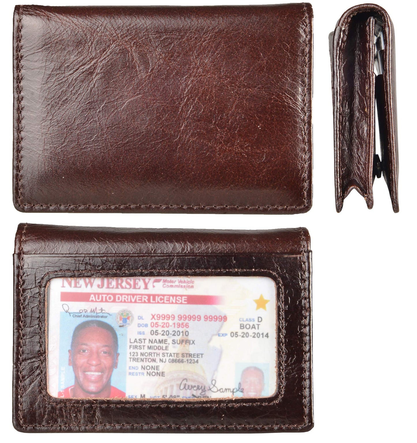 Easyoulife RFID Genuine Leather Bifold ID/Business Credit Card Case Holder for Men Slim Front Pocket Wallet Button(coffee)
