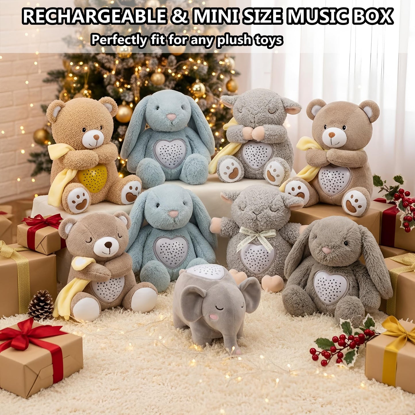 BEREST A13 White Noise Machine & Baby Sleep Soother with 15 Soothing Sounds & Projector Night Light Music Box, Cry Sensor, Rechargeable, Portable for Newborns, Toddlers, Attaches to Crib