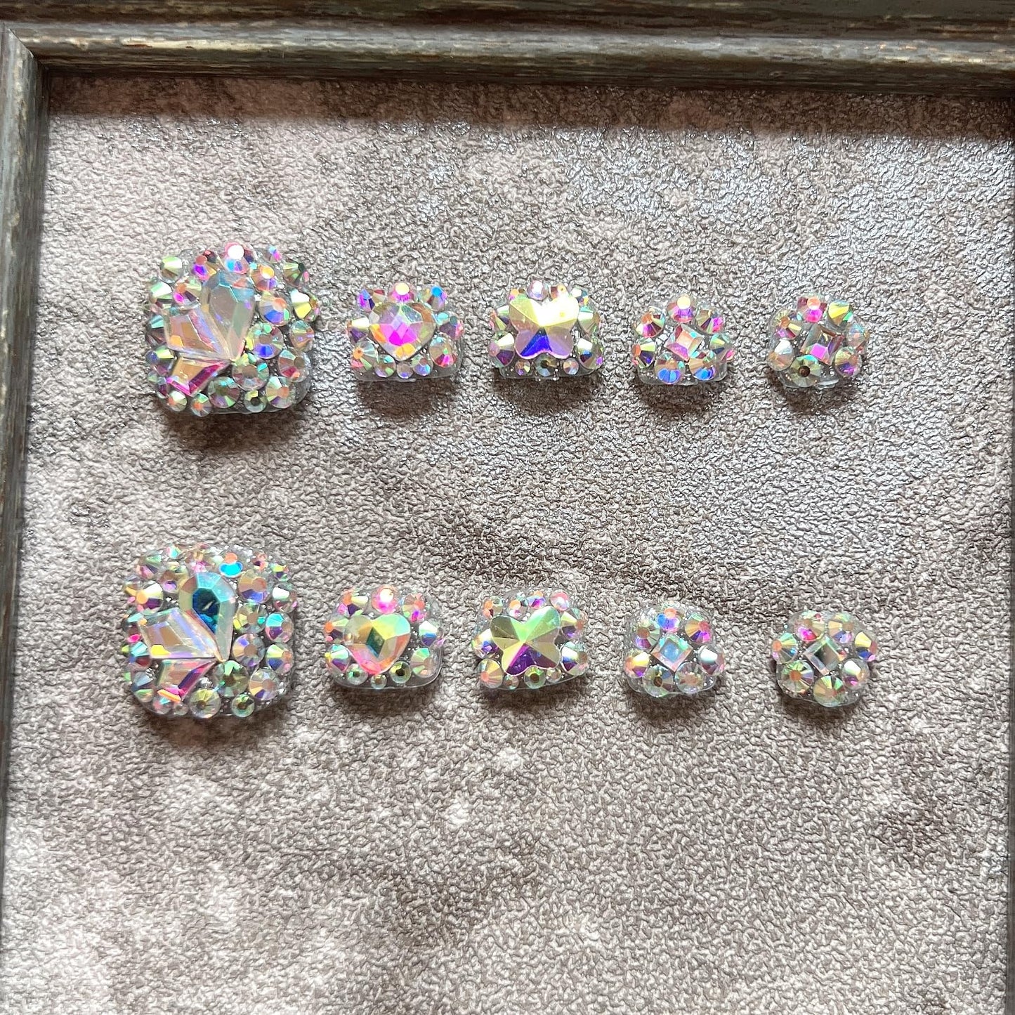 NAIL ANGEL 10PCS/SET Glamorous Handmade Press On Foot Nails Full AB Rhinestones and Gems Foot Nails Artifical Tips ZJ25 (ZJ25, M)