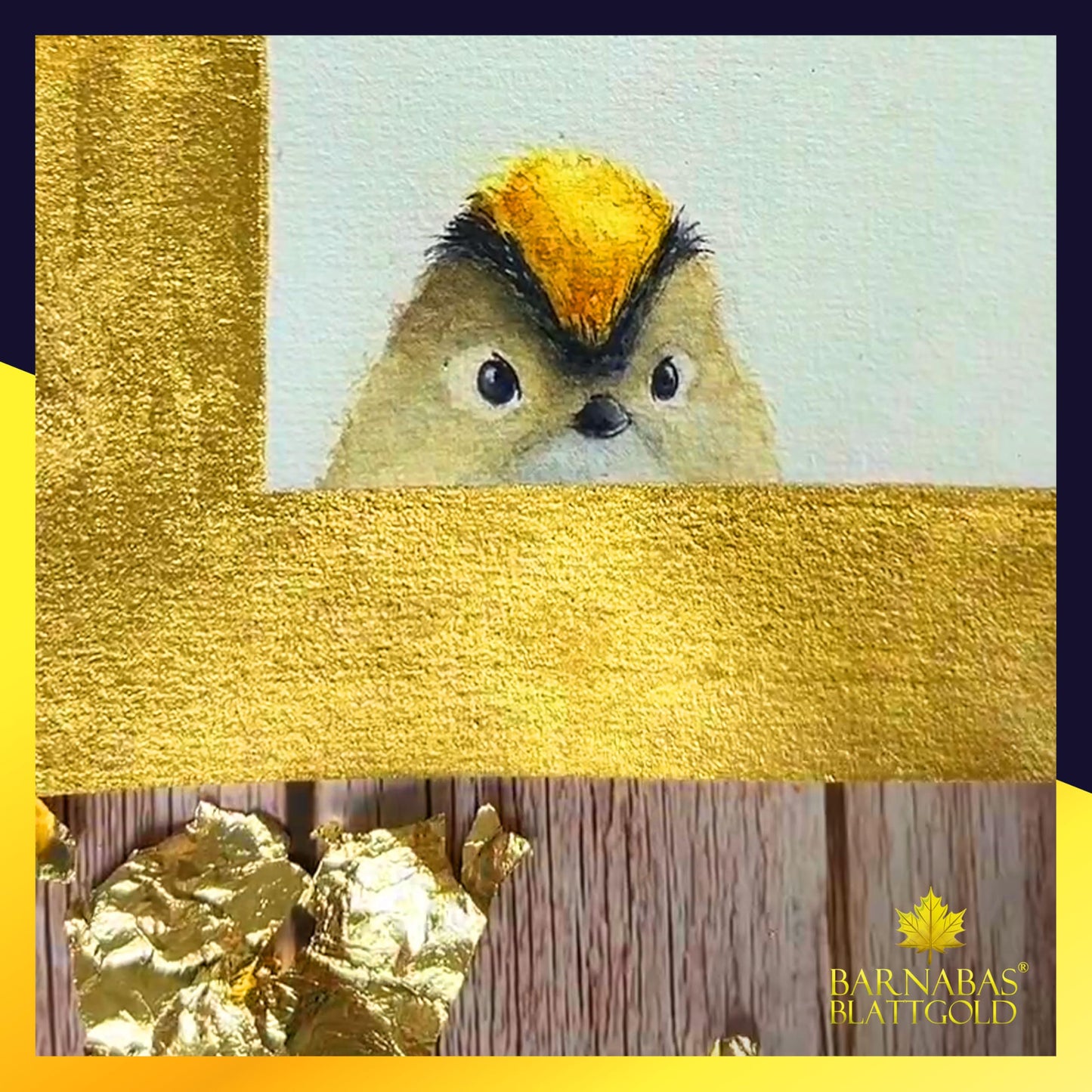 Barnabas Blattgold Gold Leaf -24K Real Gold [25 Sheets, 3.1 inches] - Loose Sheet for Painting, Arts and Crafts