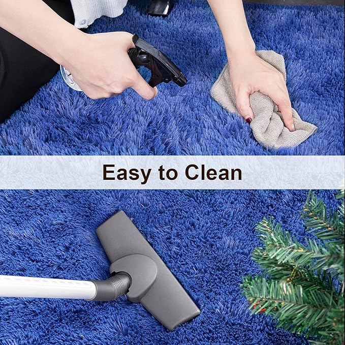 TWINNIS Super Soft Shaggy Rugs Fluffy Carpets, 4x5.9 Feet, Indoor Modern Plush Area Rugs for Living Room Bedroom Kids Room Nursery Home Decor, Upgrade Anti-Skid Rectangular Fuzzy Rug, Indigo