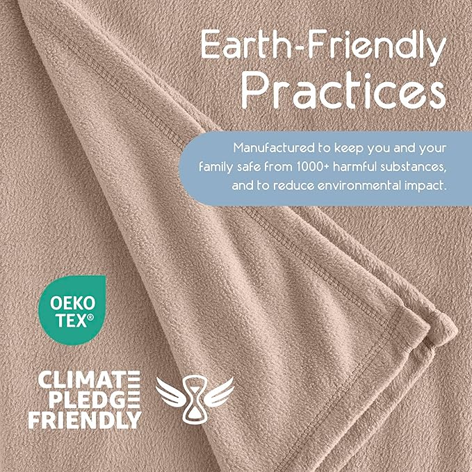 Vellux Full/Queen Size Microfleece Blanket | Fleece Bed Blanket | All-Season Comfort | Supersoft Lightweight | Plush Throw Blanket for Bed Couch or Sofa | Pet-Friendly | Nutmeg