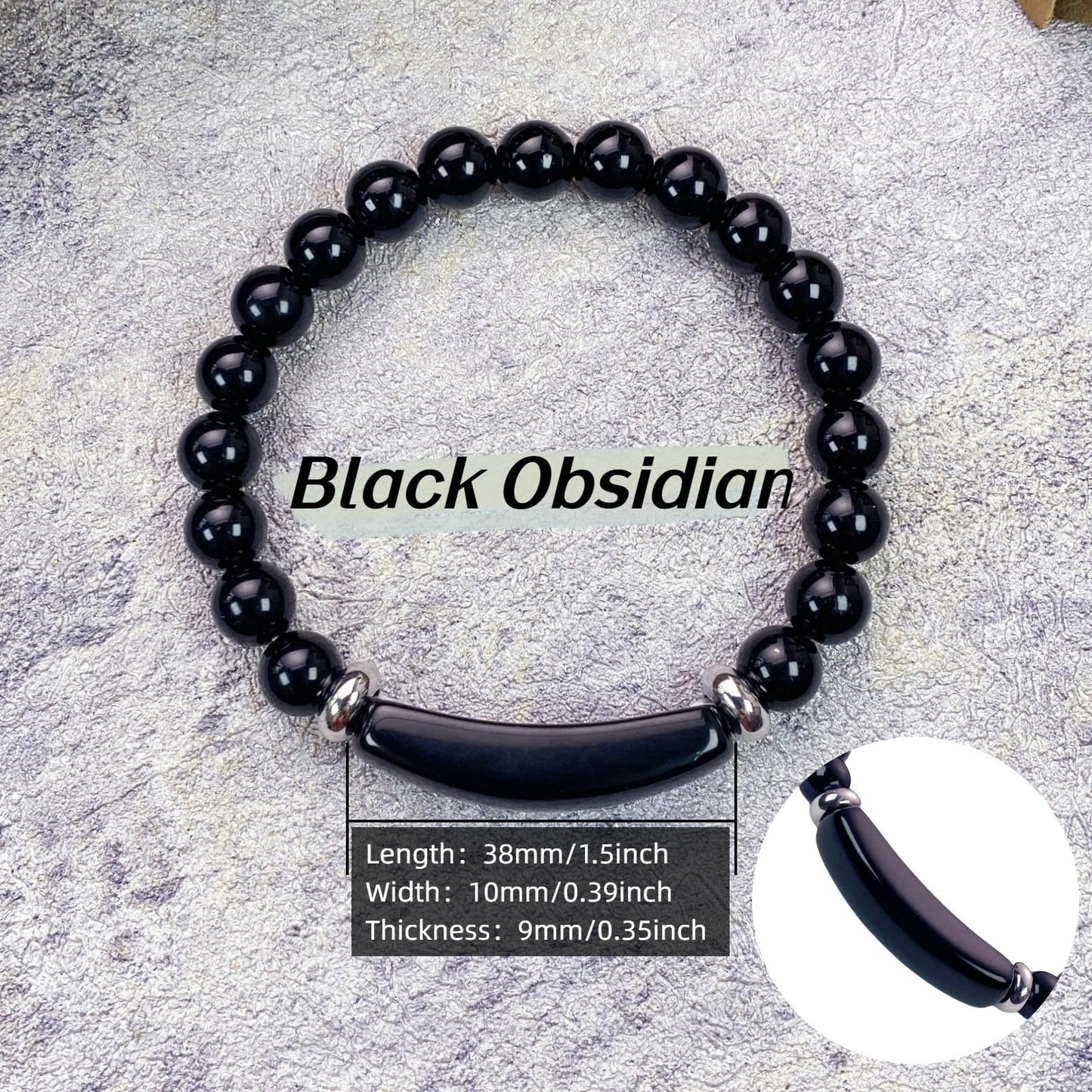 EDEN'S CALL 8mm Healing Crystal Beads Stretch Bracelet Handmade Good Luck Energy Chakra Stone Beaded Bangle, Black Obsidian