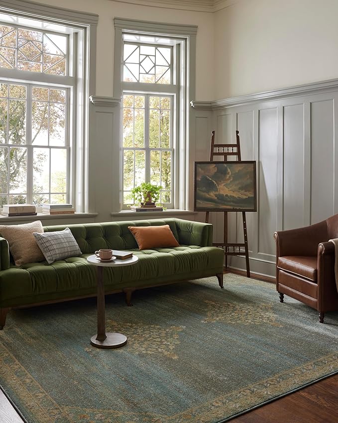 Loloi Magnolia Home by Joanna Gaines Mona Collection MOA-04 Aqua/Wheat 10'-0" x 14'-0" Area Rug