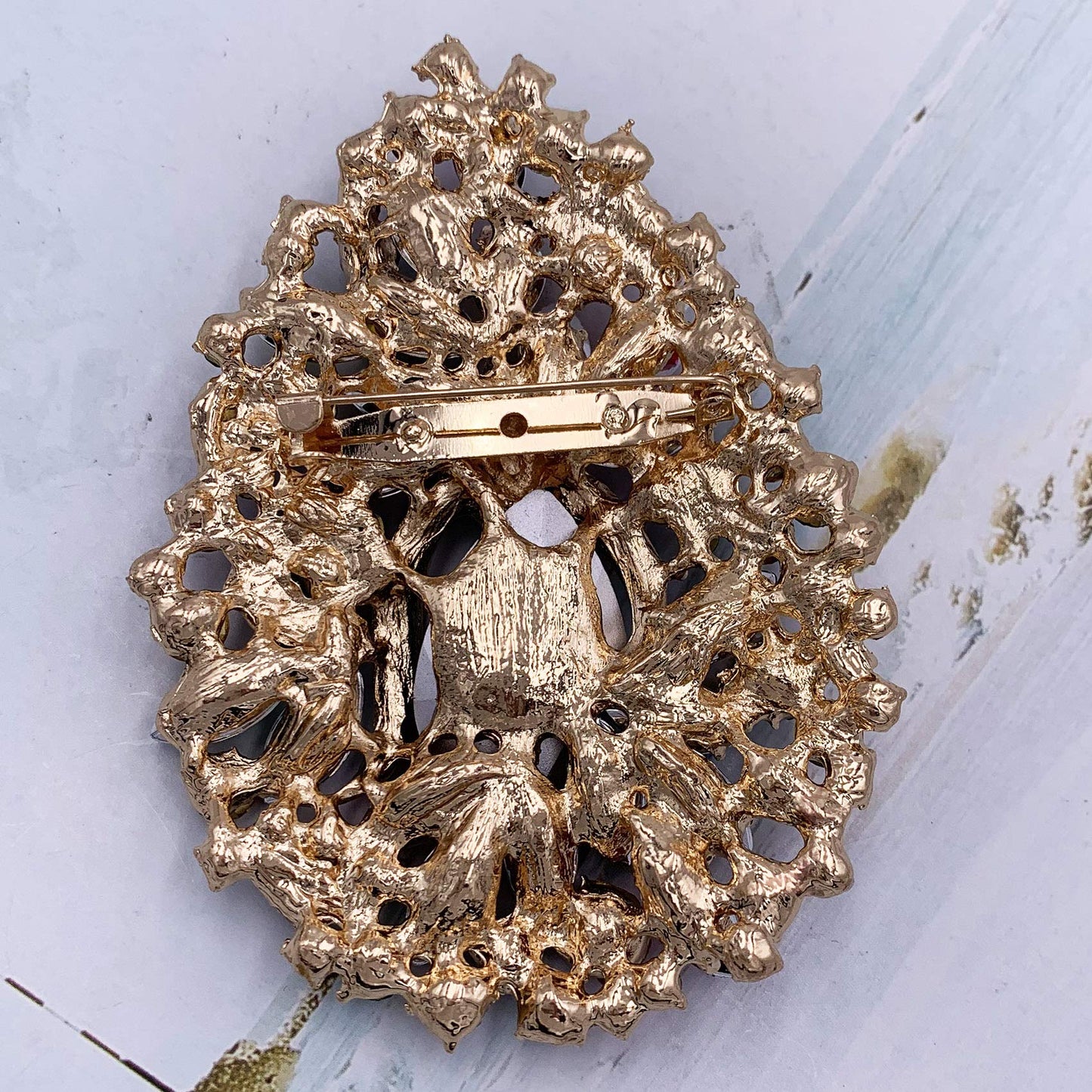 SELOVO Huge Big Large Colorful Flower Statement Brooches and Pins Scarf Decoration Gold Tone