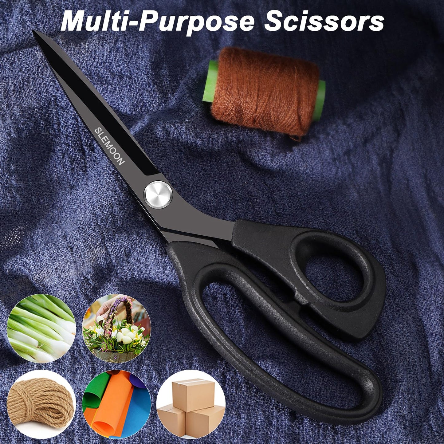 SLEMOON 10" Scissors All Purpose, Heavy Duty Premium Stainless Steel Tailor Scissors, Comfort Grip Handles for Fabric, Leather, Sewing & Crafting