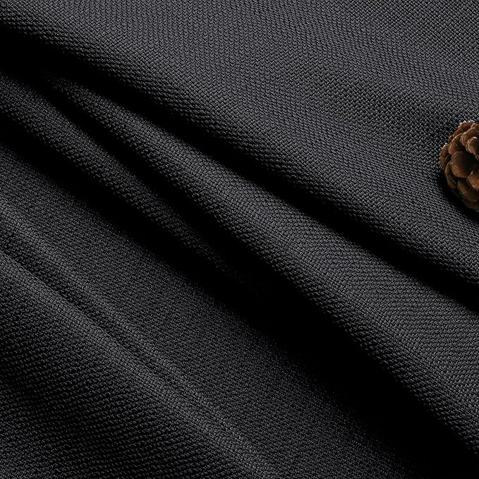 Chyhomenyc Black Faux Linen Textured Small Cafe Curtains, 30x30 Inch, Light Filtering Short Bathroom Curtains, 2PCS