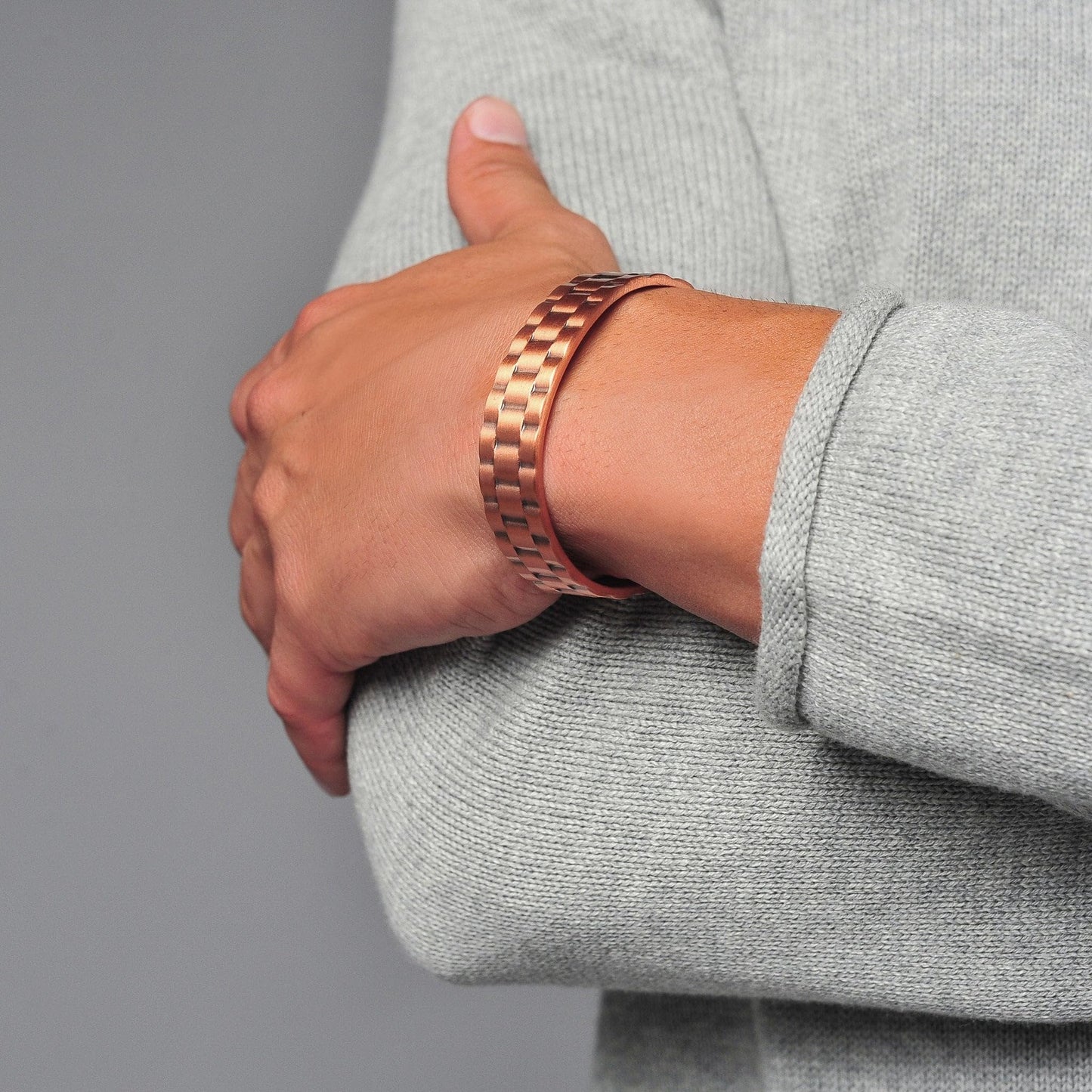 Earth Therapy Copper Chain Magnetic Copper Cuff Bracelet for Men & Women - Adjustable - Ultra Strength