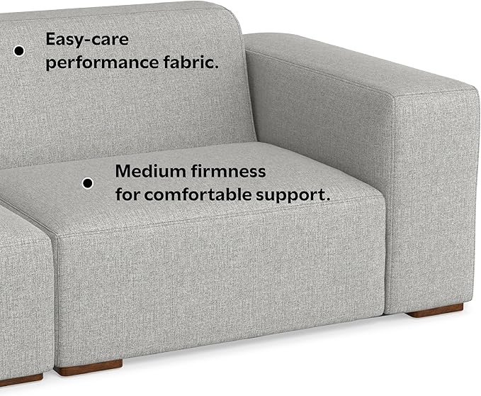 SIMPLIHOME Rex Left Corner Sectional Modular Sofa and Ottoman Set in 100% Recycled Polyester Tightly Woven Performance Fabric, Pale Grey, 116-inch-wide L-Shaped Sofa and 34-inch-Wide Ottoman