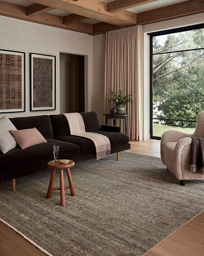 Loloi Amber Lewis Molly Collection MOL-05 Lagoon/Natural 9'-6" x 13'-6" Low Pile Area Rug