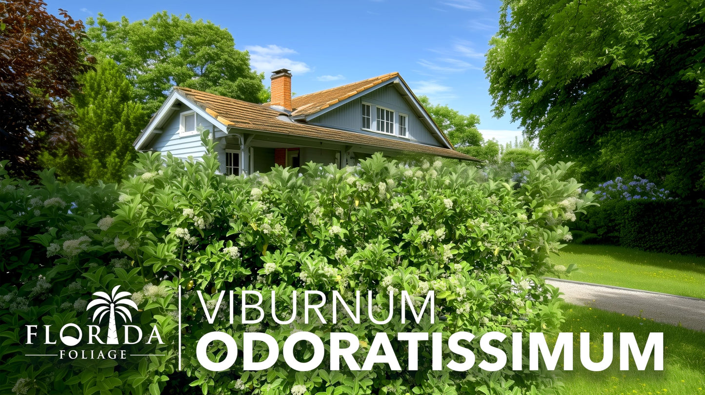 Viburnum Odoratissimum | 10 Live Plants | Viburnum odoratissimum | Fast Growing Privacy Hedge | Evergreen Screening Shrub