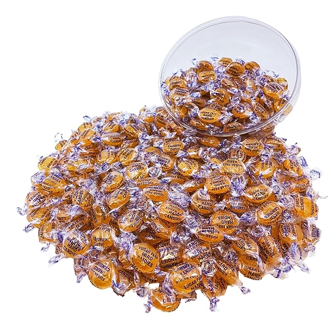 Holiday Sugar Free Butterscotch Hard Candy 1 lb Bag Individually Wrapped Gluten Free, Keto And Diabetic Friendly Gourmet Butterscotch Flavored Candies (16oz)