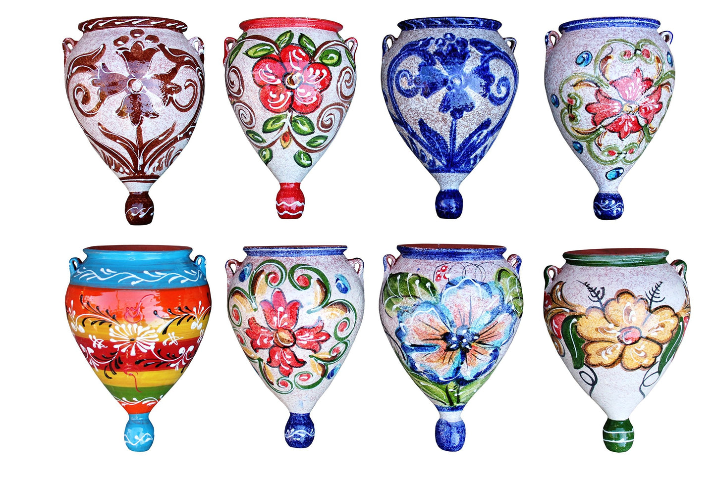 Cactus Canyon Ceramics Hand-Painted Spanish Orza Wall Flower Pot, Spanish Cafe