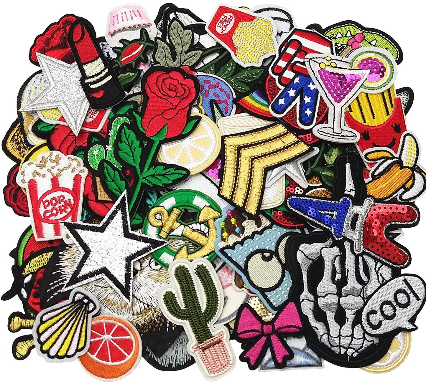 Libiline 20/50/100pcs Random Assorted Styles Embroidered Patch Sew On/Iron On Patch Applique Clothes Dress Plant Hat Jeans Sewing Flowers Applique DIY Accessory (Assorted-Style 5) (50)