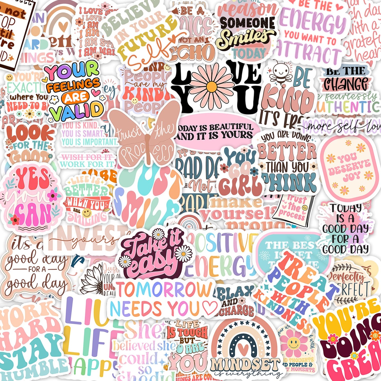 300PCS Motivational & Affirmation Stickers by Puraesla – for Vision Board, Positive Inspirational Decals for Water Bottles, Laptops, Planners, Journals, Scrapbooks & Teachers