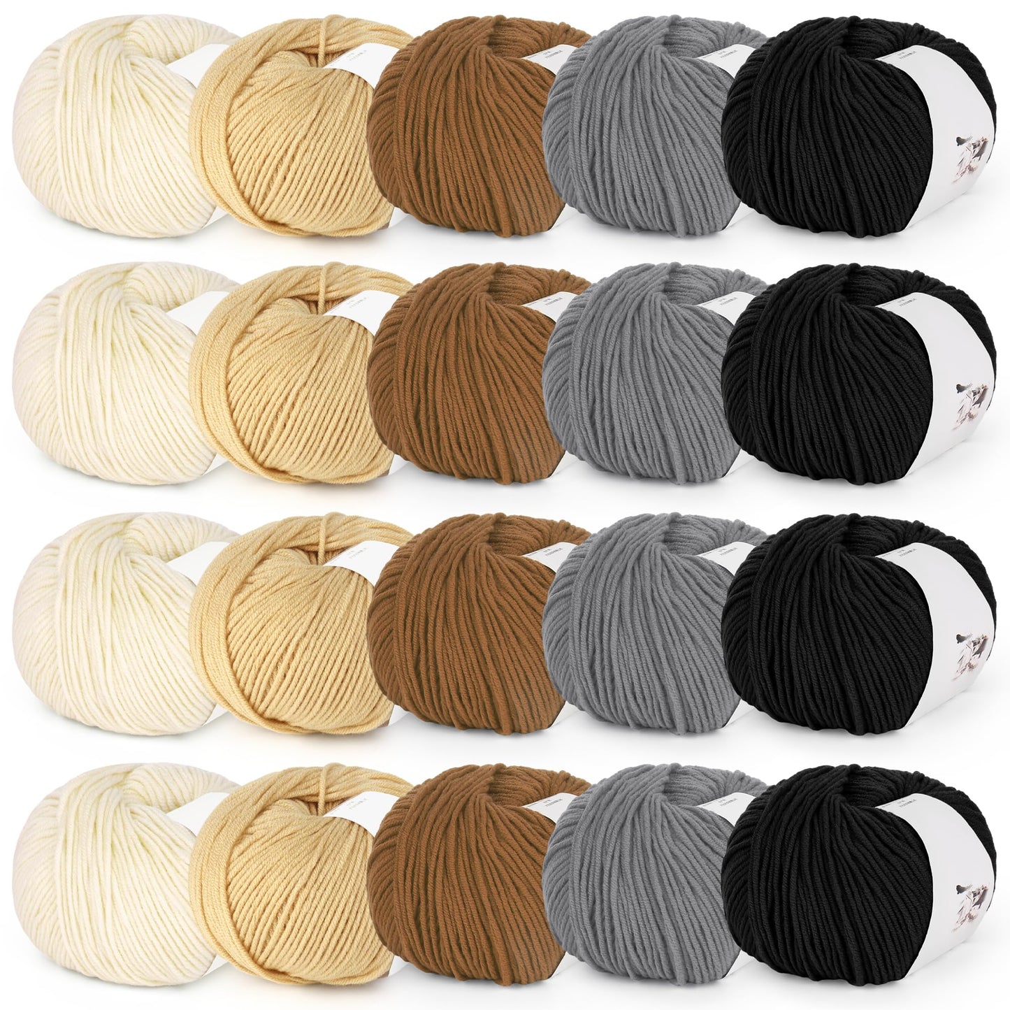 Katech 20 Skeins Cotton Yarn for Crocheting-55% Cotton 45% Acrylic-#3 DK (Light)-Super Soft Milk Cotton Yarn-Great Crochet and Knitting Starter Kit for Colorful Craft（Color D）