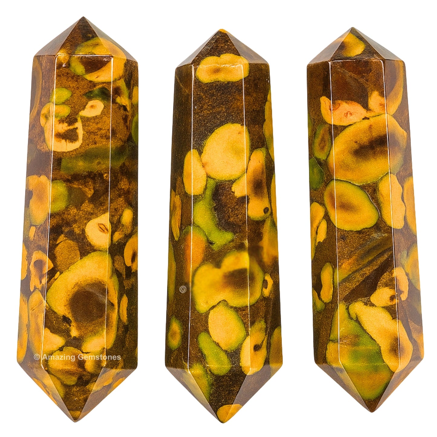 Amazing Gemstone Fruit Jasper Crystal Points Bulk Healing Crystals - Pack of 3 Double Terminated Healing Wand Point Bulk Crystals for Crafts,Crystal Grid,DIY Work - Premium Crystals - Beginners Gift