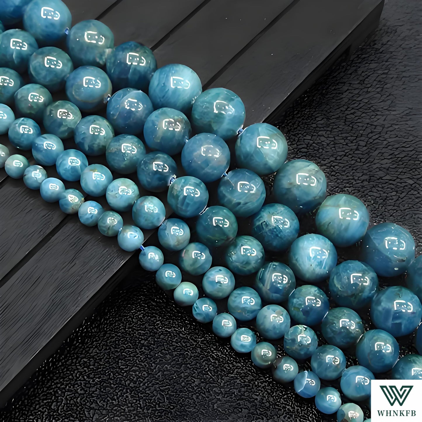 WHNKFB 8mm 50PCS Natural Blue Apatite Round Beads, Rare Phosphate Loose Gemstone Beads for Jewelry Making Craft - 4mm 6mm 8mm 10mm Options with Free Elastic Cord
