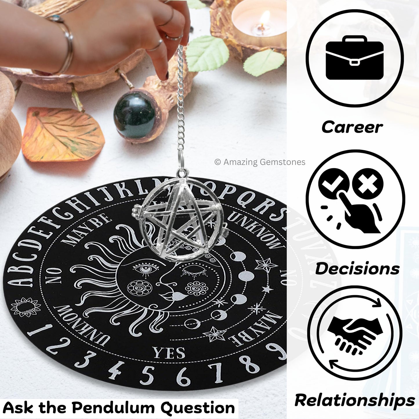 Healing Metal Pendulums for Divination, Silver Circular Star Cage Openable Steel Copper Pendulum High Energy Pendulo de Bronce Pendulos de Mesa MP76