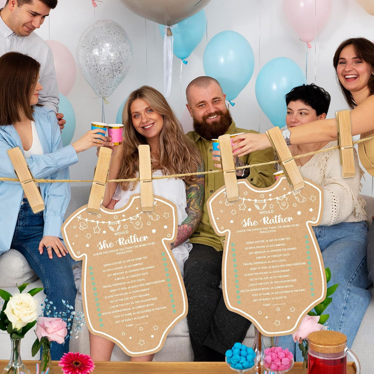 Baby Shower Games, Would She Rather Baby Shower Game, Set of 30 Cards, Baby Games for Baby Shower, Rustic Baby Shower Decorations, Baby Shower Ideas
