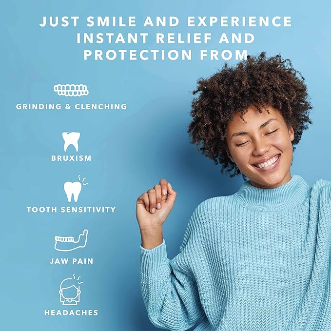 Just Smile Night Guard 2 Pack - Mouth Guard for Teeth Grinding & Clenching Teeth, Moldable & Custom Nightguard for Grinding (Blue)
