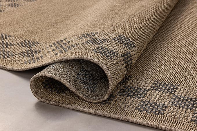 Loloi Chris Loves Julia Providence Collection PRC-01 Natural/Charcoal 5' x 7'-7", .12" Pile Height, Indoor/Outdoor Area Rug