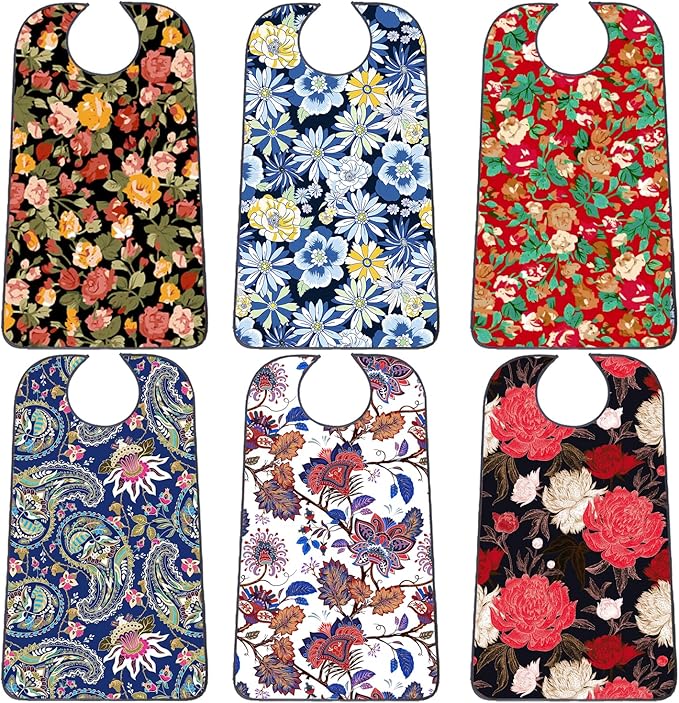 Adult Bibs with Crumb Catcher, Washable and Adjustable Adult Bibs for Women Men Elderly Seniors