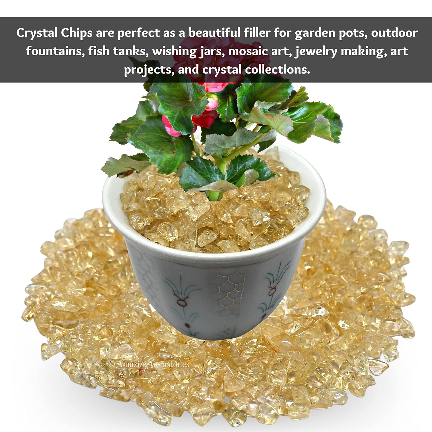 Citrine Pre Drilled Crystal Crushed Chips Beads for Bracelets Making, DIY Handmade Natural Healing Crystals (25 Inch Strand)