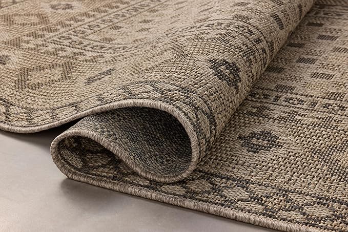 Loloi Chris Loves Julia Providence Collection PRC-07 Dove/Charcoal 3'-9" x 5'-9", .12" Pile Height, Indoor/Outdoor Accent Rug